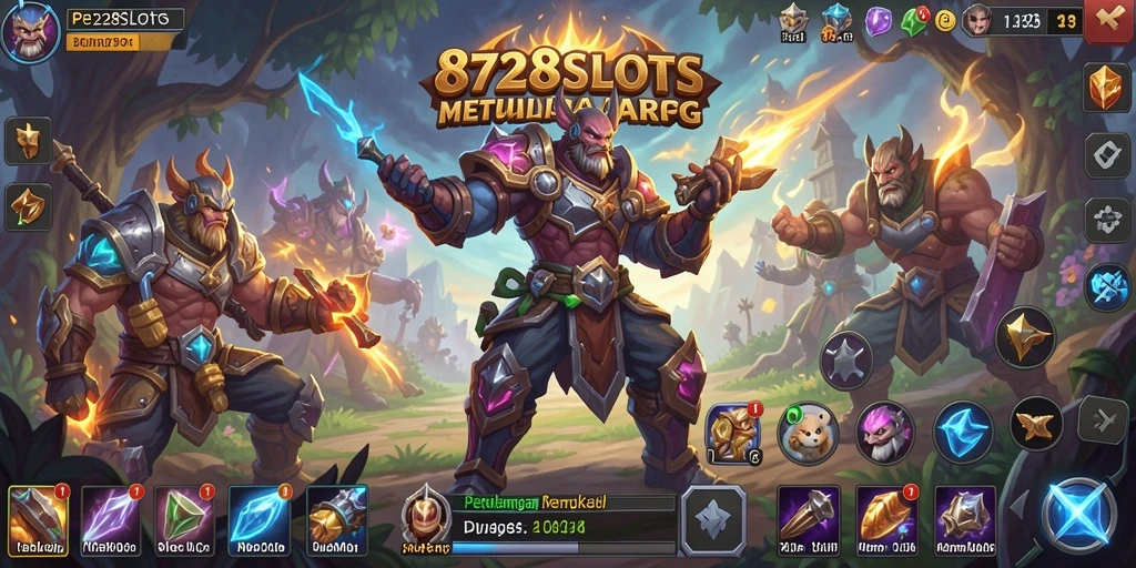 Screenshot utama 8728SLOTS menampilkan aksi pertarungan yang menegangkan.