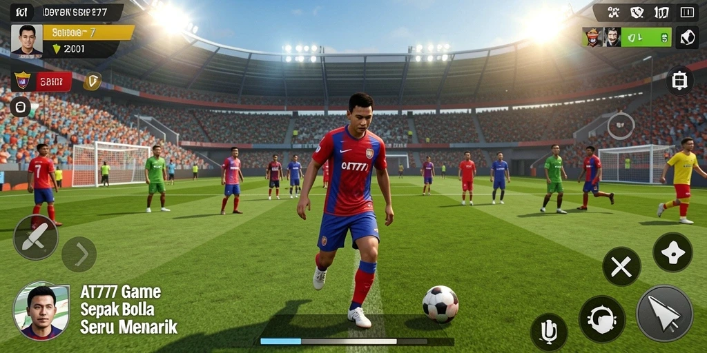 Screenshot gameplay AT777 menampilkan aksi menarik pertandingan sepak bola.