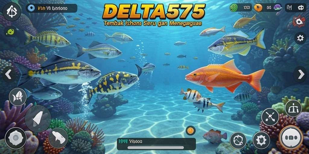 Screenshot gameplay seru saat menembak ikan di DELTA575.