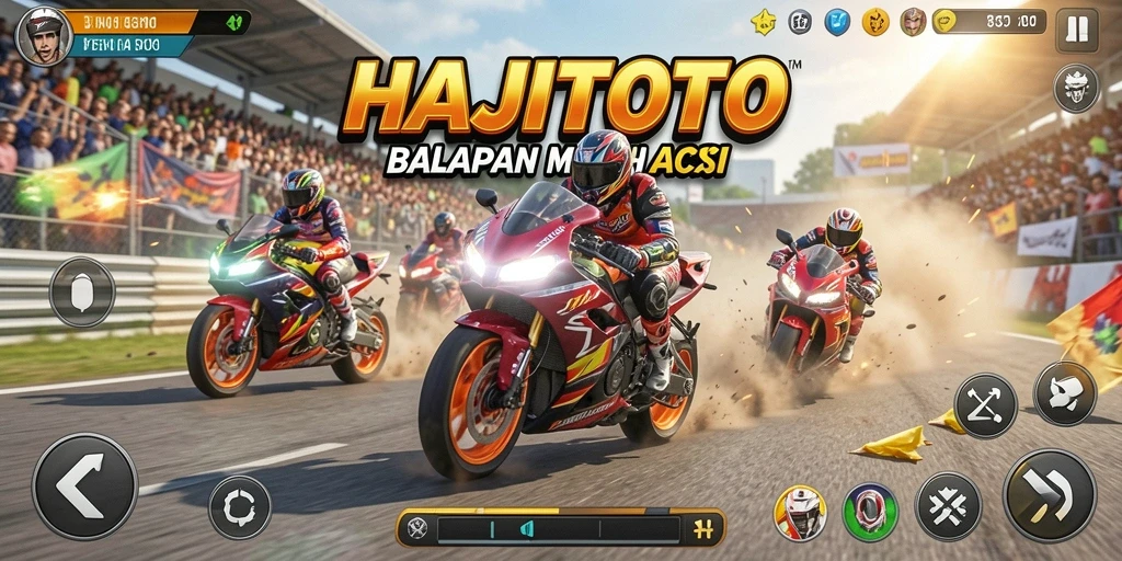 Gameplay memperlihatkan balapan motor yang seru dan menegangkan.