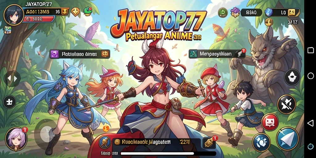 Tampilan gameplay menarik dari JAYATOP77 dengan karakter anime yang beraksi.