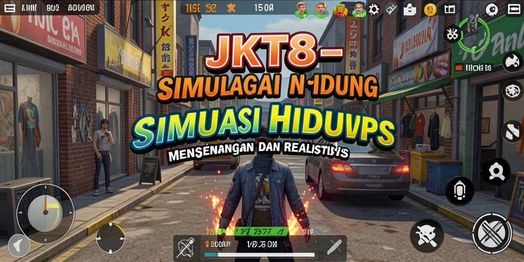 Tampilan menarik gameplay JKT8 dengan elemen simulasi kehidupan.