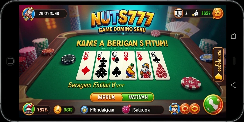 Screenshot utama NUTS777 menampilkan permainan Domino yang mendebarkan.