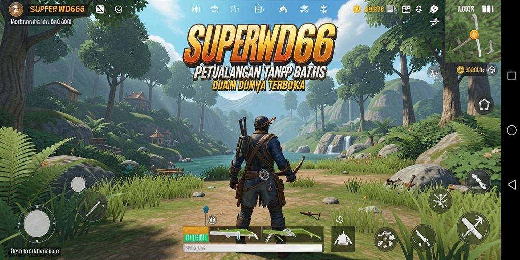 Screenshot SUPERWD666 menampilkan aksi petualangan di dunia terbuka.