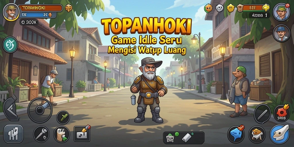 Screenshot gameplay utama TOPANHOKI menampilkan karakter dalam aksi Idle.
