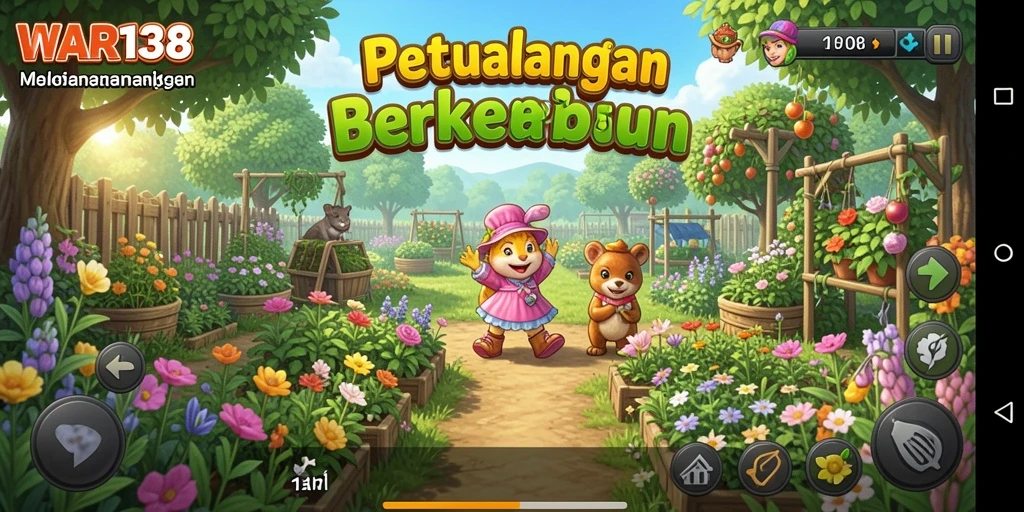 Tangkapan layar dari gameplay <strong>WAR138</strong> menampilkan aktivitas berkebun yang seru.